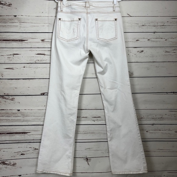 CAbi White Jeans Embroidered Wide Leg Flare 895-L - Picture 3 of 8